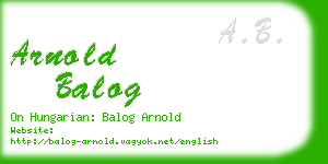 arnold balog business card